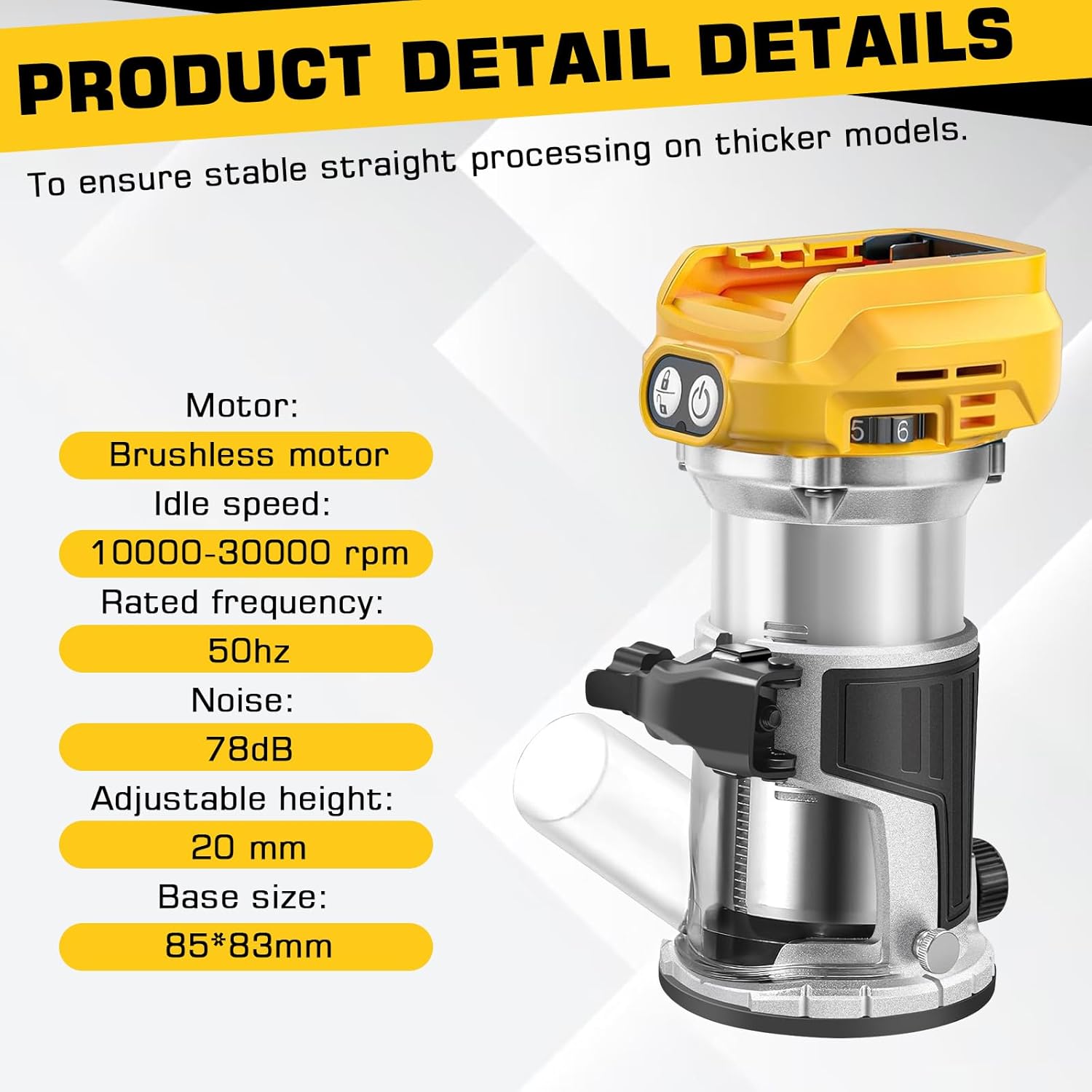 WOOD MILLING MACHINE BRUSHLESS 800W 30000RPM DEWALT 18V Milling machine type plunge
