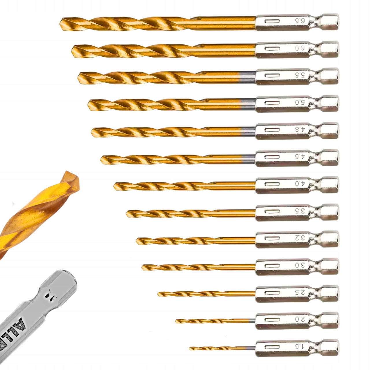 WOOD STEEL METAL DRILL BIT SET HSS TITANIUM HEX HANDLE 13PCS