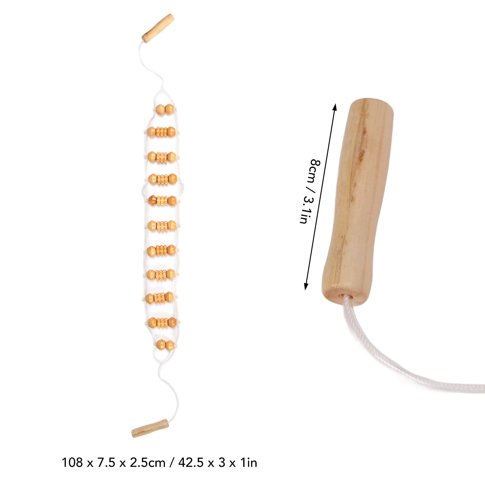 WOODEN BACK BODY MASSAGER HANDMADE MASSAGE BALLS ROLLER Packaging status original