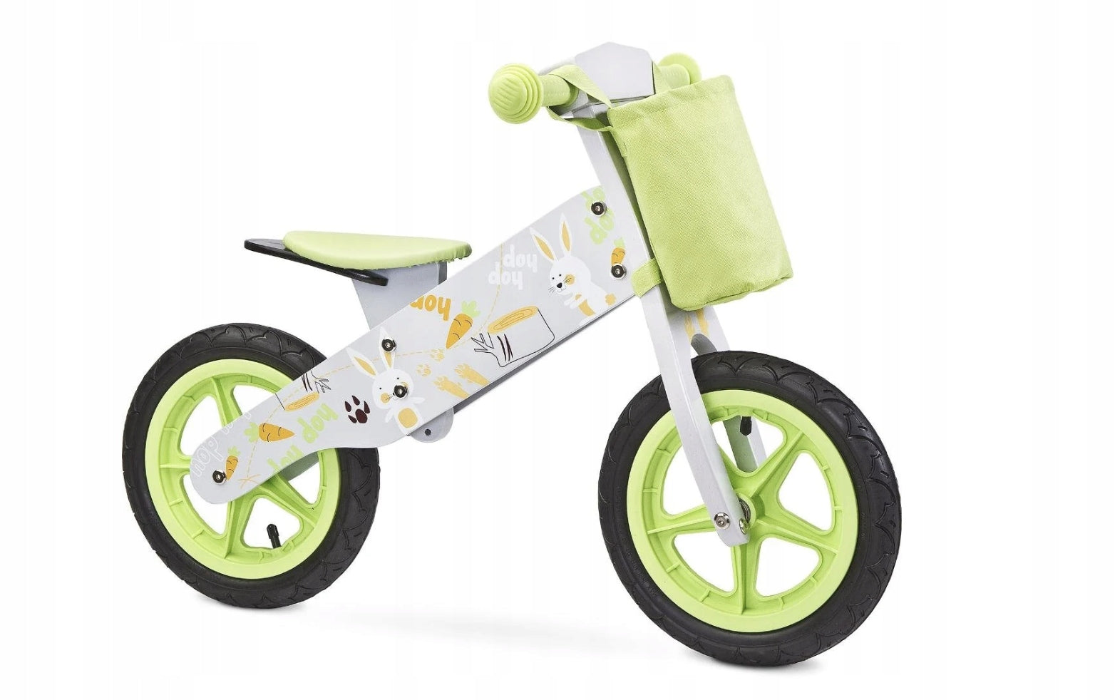 WOODEN BALANCE BIKE TOYZ ZAP GREY - GREEN