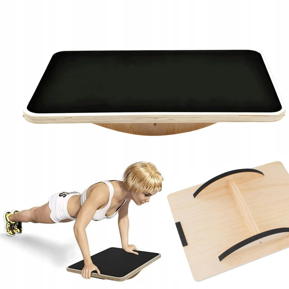 WOODEN BALANCE BOARD 30X40CM MUSCLE RELAXATION TRAINING BLACK