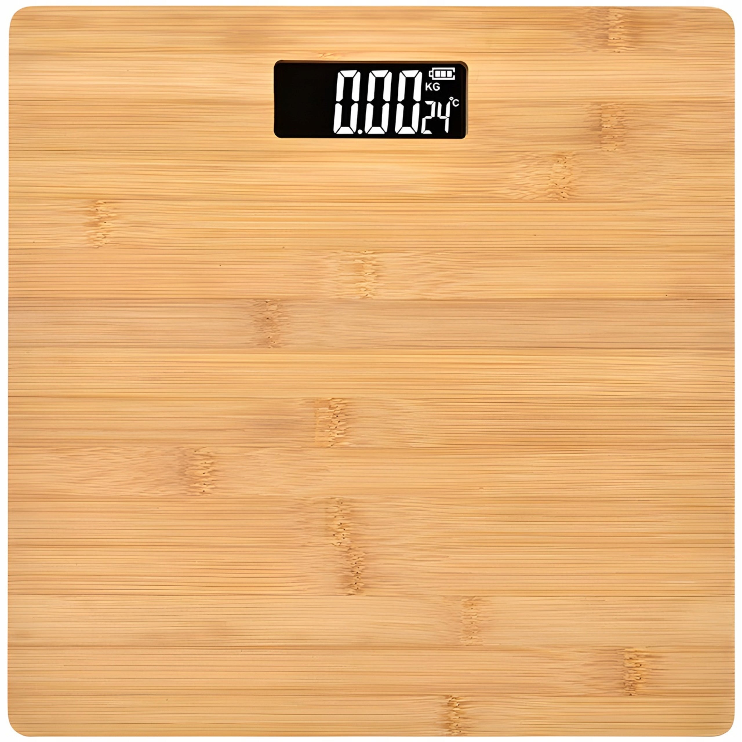 WOODEN BATHROOM SCALE Bamboo LCD THERMOMETER Electronic 175KG Manufacturer code TR134