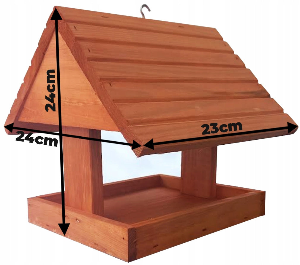 WOODEN BIRDHOUSE FEEDER LARGE XXL hanging and for window, balcony Manufacturer code Karmników dla ptaków z drewna opalanego