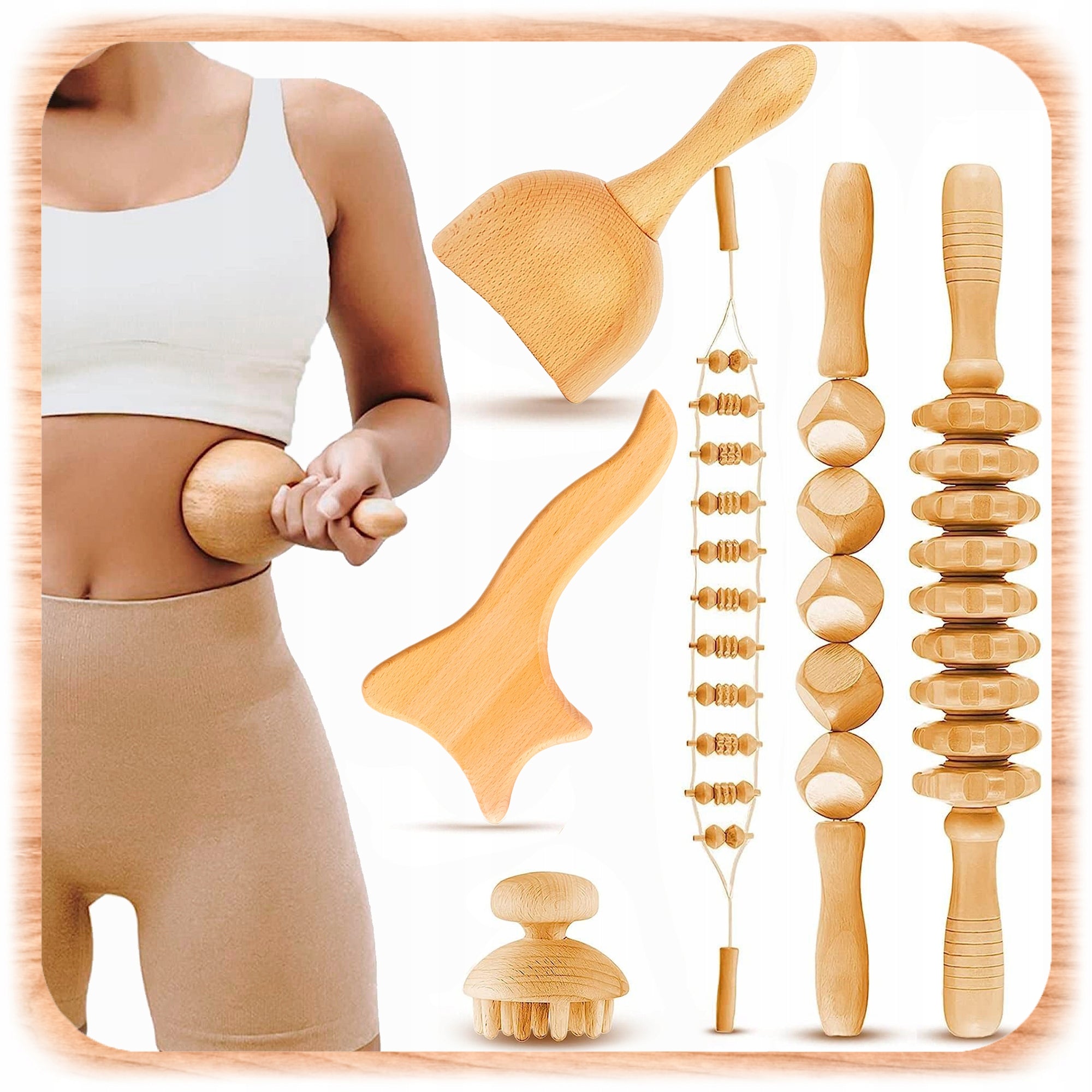 WOODEN BODY MASSAGE TOOL SET MADEROTERAPI CELLULITE MOTHER'S DAY