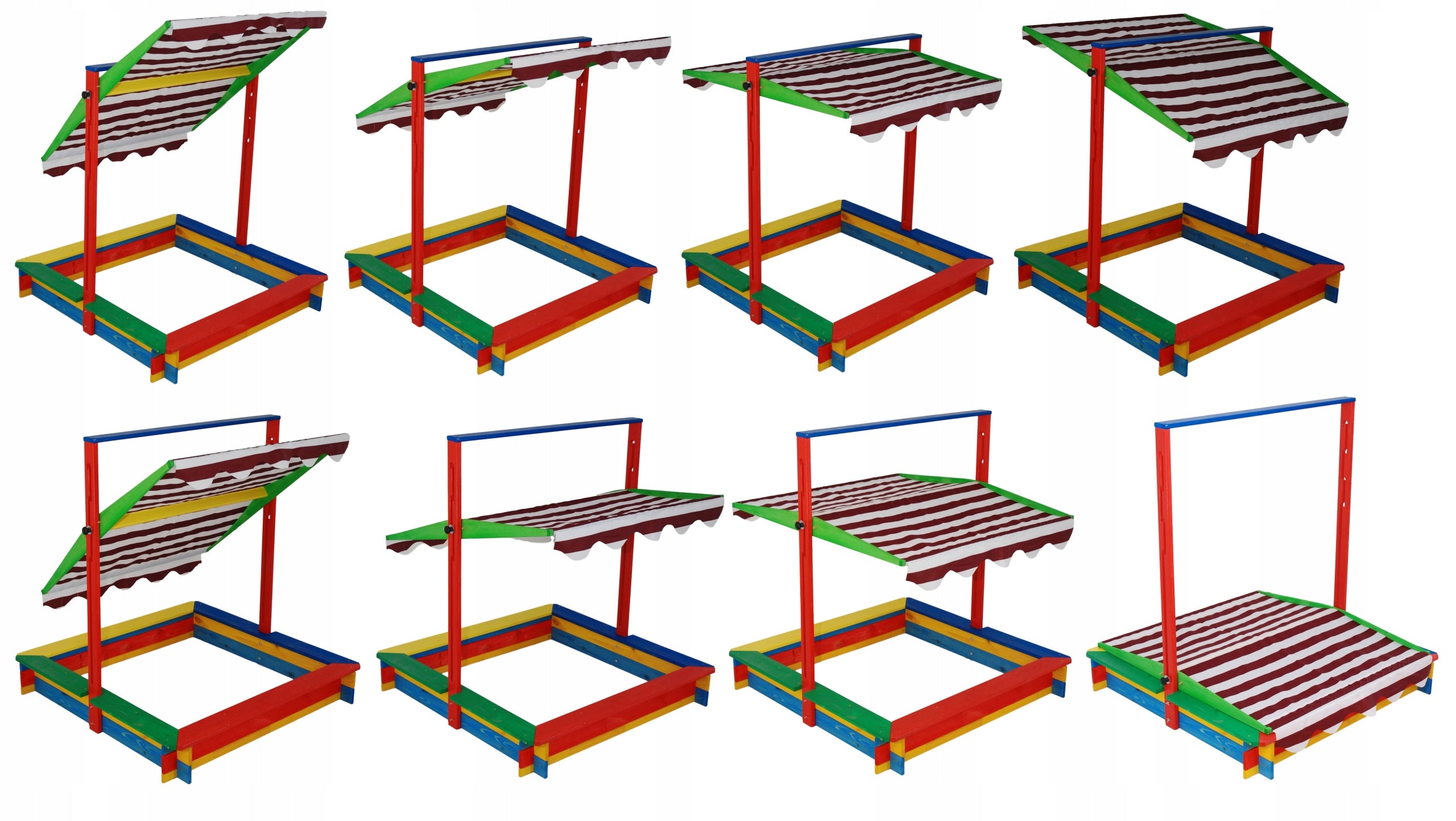 WOODEN CASCADE SANDBOX, THREE ROOF PATTERNS Product width 230 cm