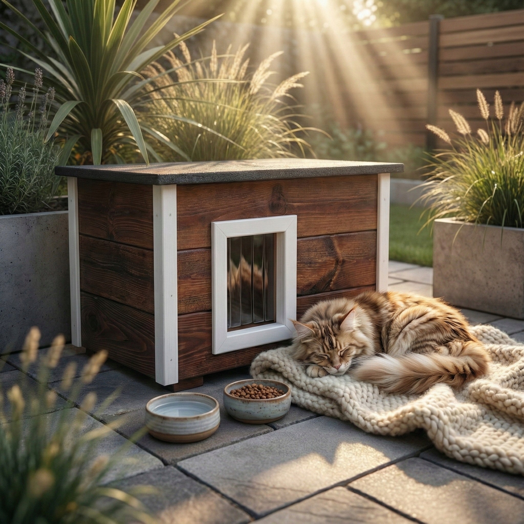 WOODEN CAT KENNEL WHOLE INSULATED WINTER COTTAGE XXL OPENING ROOF Manufacturer code BUD-002