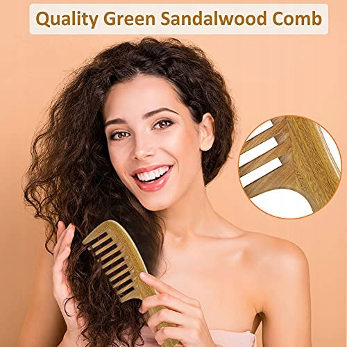 WOODEN COMB WIDE TEETH ANTISTATIC SANDALWOOD FOR HAIR Manufacturer code Bez marki