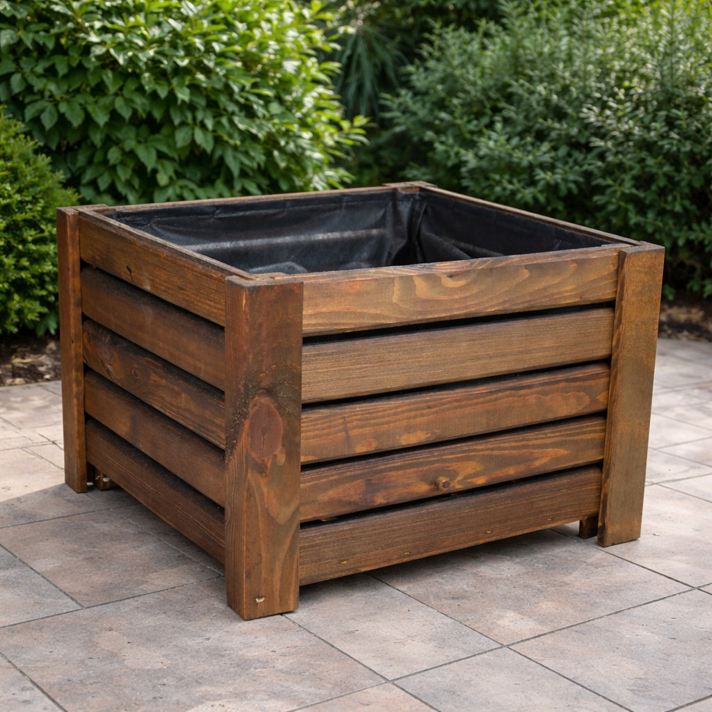 WOODEN FLOWER POT box wood 38 cm Brand Wiklinowy