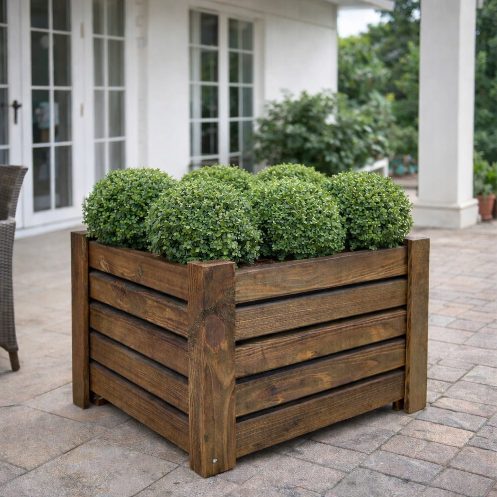 WOODEN FLOWER POT box wood 38 cm Product height 25 cm
