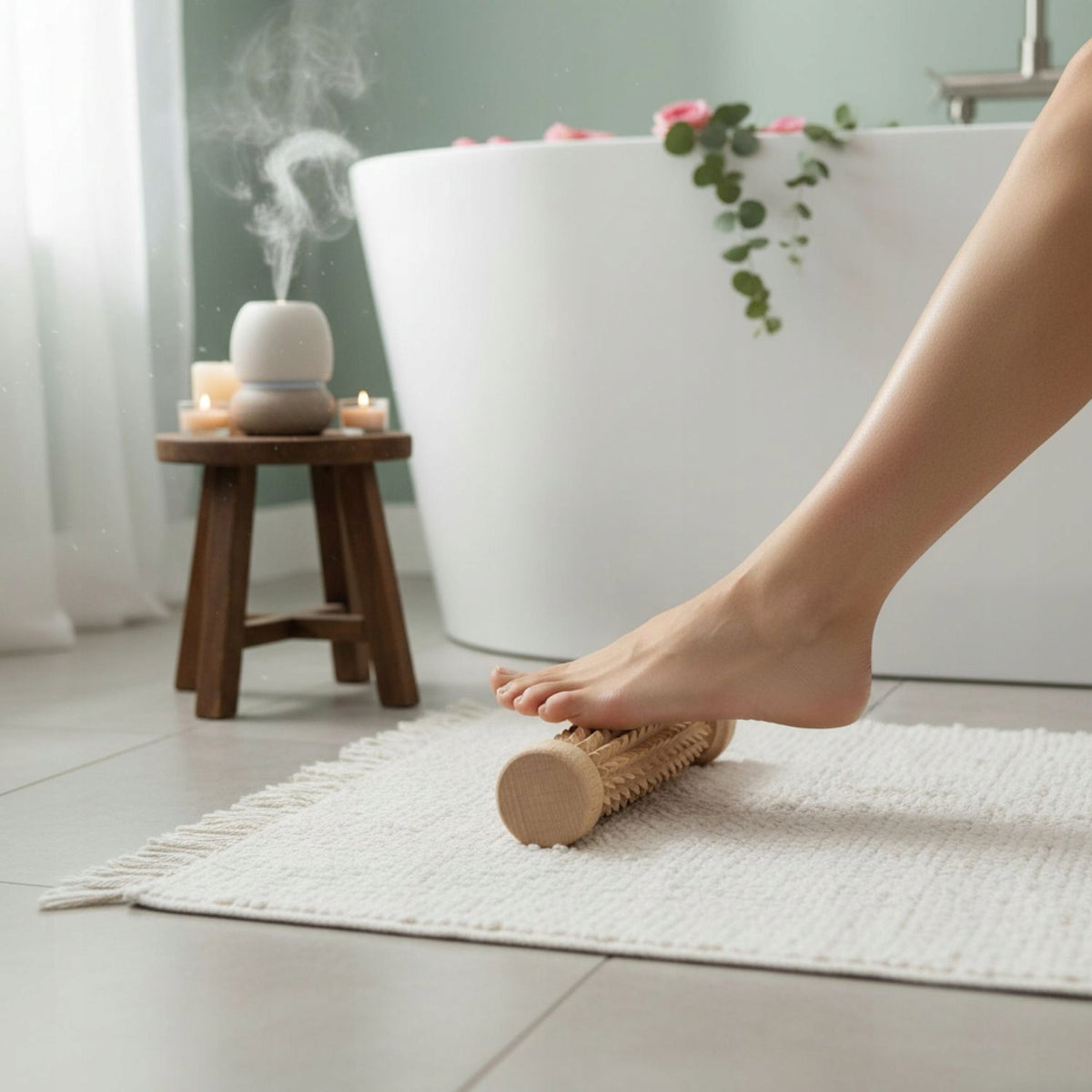 WOODEN FOOT BODY MASSAGER WITH PROJECTIONS 1 ROLL made in Poland Manufacturer code AKSARAJ Masażer Drewniany do Stóp