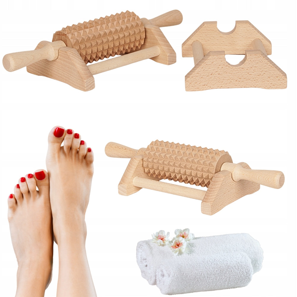 WOODEN FOOT ROLLER MASSAGER MUSCLE MASSAGE BODY MASSAGE WITH STAND