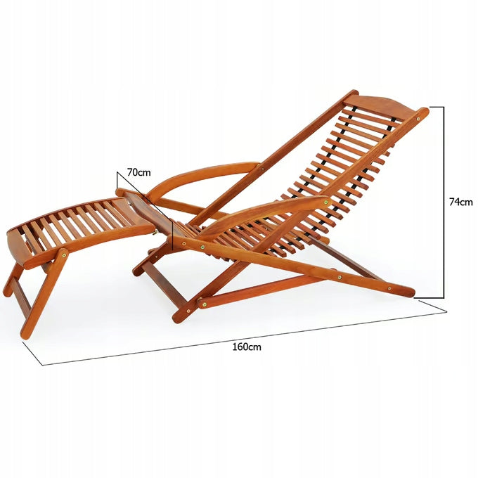 WOODEN GARDEN DECKCHAIR ERGO ACACIA WOOD Kind sunbed