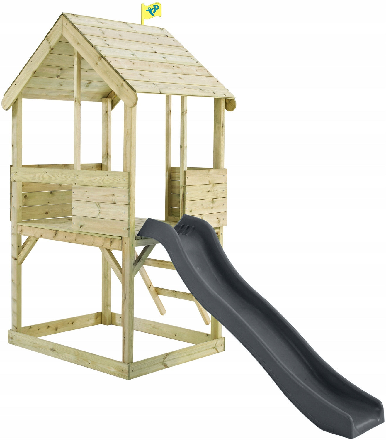 WOODEN GARDEN HOUSE ON STILTS SLIDE GREY Sandbox SQUARE TOYS Kid's age 3＋ years