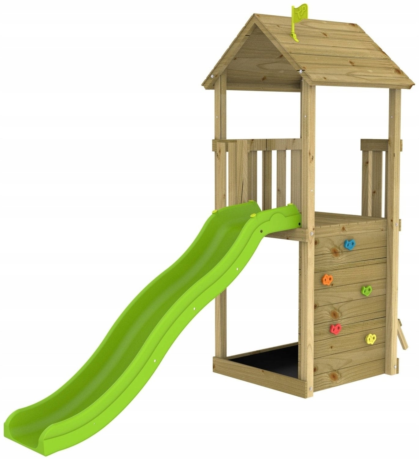 WOODEN GARDEN HOUSE for children SLIDE Sandbox SQUARE TOYS 4in1 Kind wooden
