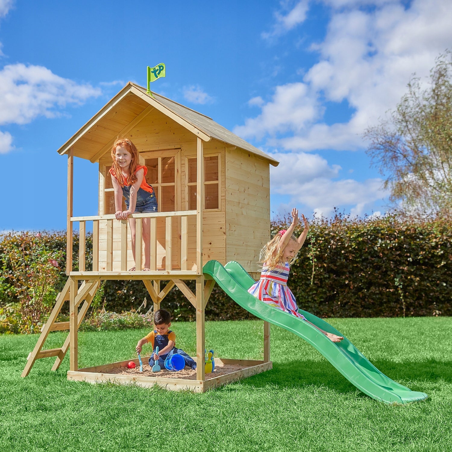 WOODEN GARDEN HOUSE on Palach SLIDE SANDBOX LARGE SQUARE TOYS Packaging status original