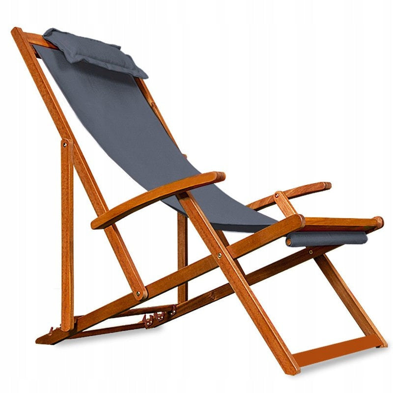 WOODEN GARDEN LOUNGER CHAIR ANTHRACITE Packaging status original