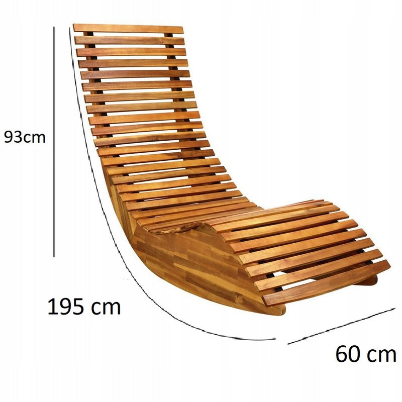 WOODEN GARDEN LOUNGER ROCKER MADE OF ACACIA WOOD Kind sunbed