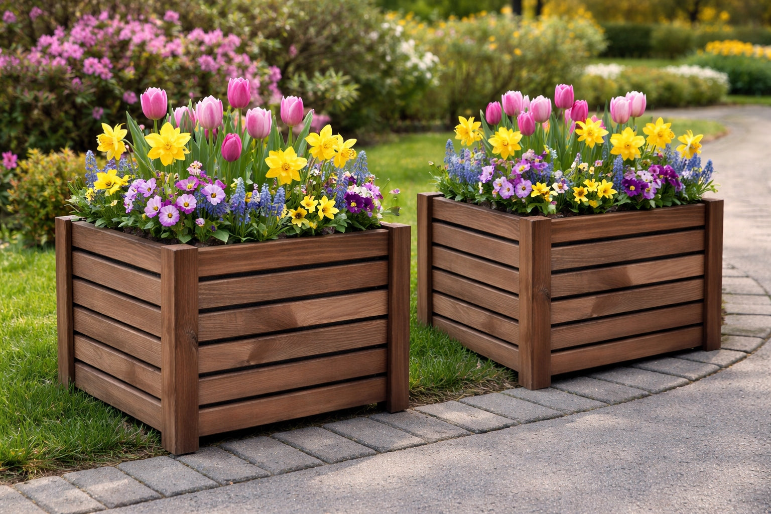 WOODEN GARDEN PLANTER for terrace BOX LARGE Brand Wiklinowy