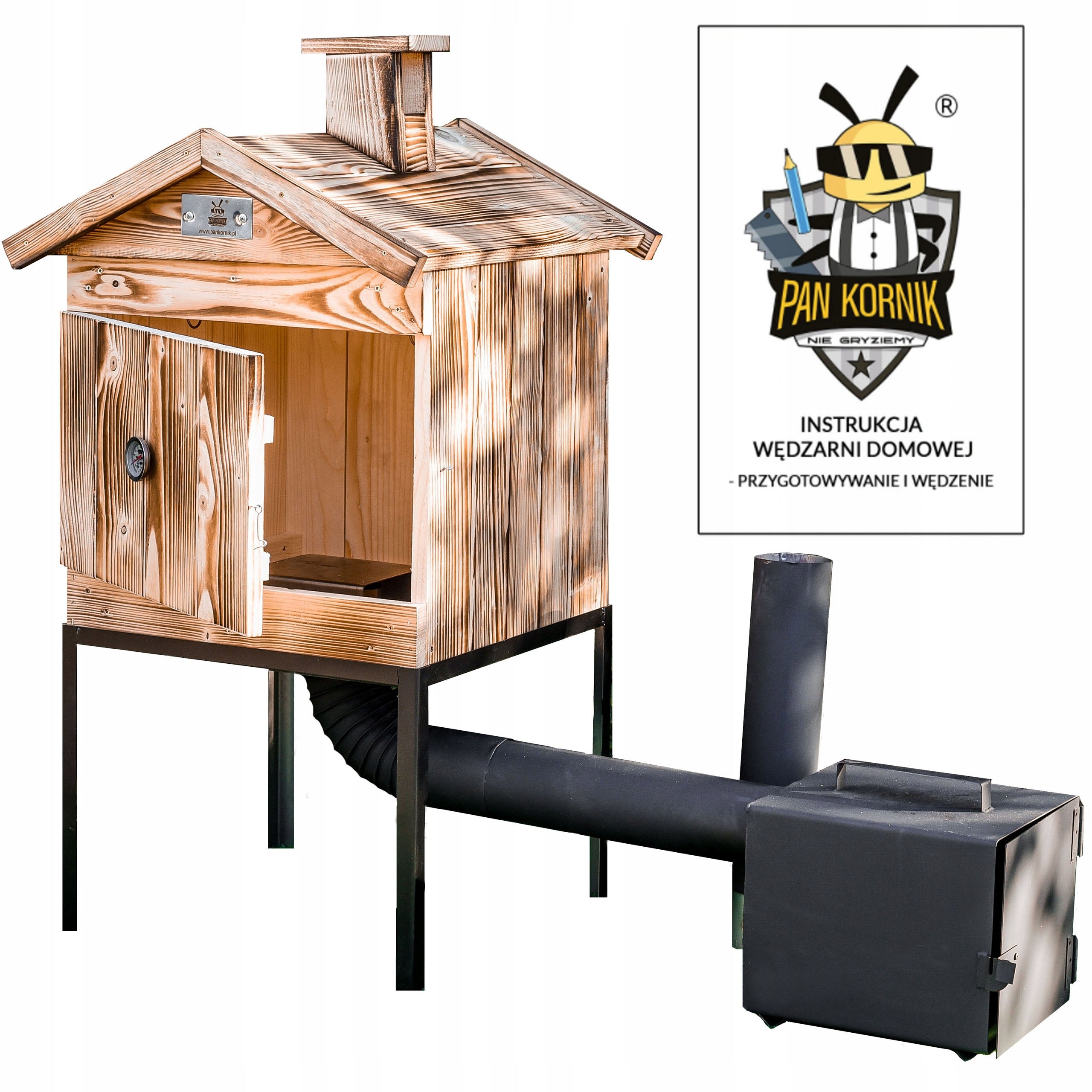 WOODEN GARDEN SMOKEHOUSE HOME SMOKER READY SET WITH WELDED STOVE