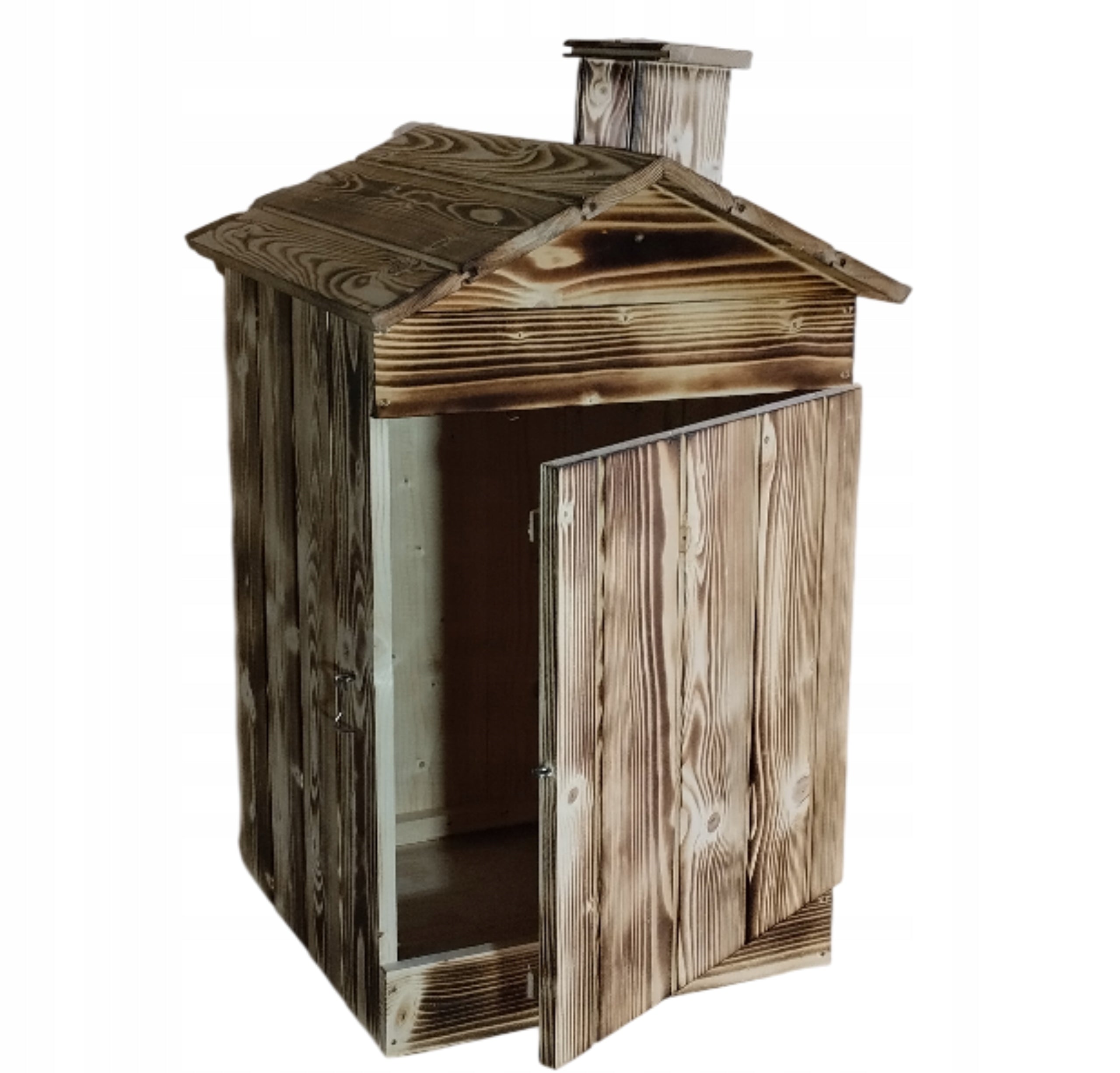 WOODEN GARDEN SMOKEHOUSE WITH VISOR AND FIREPLACE TANNED 50x50X60