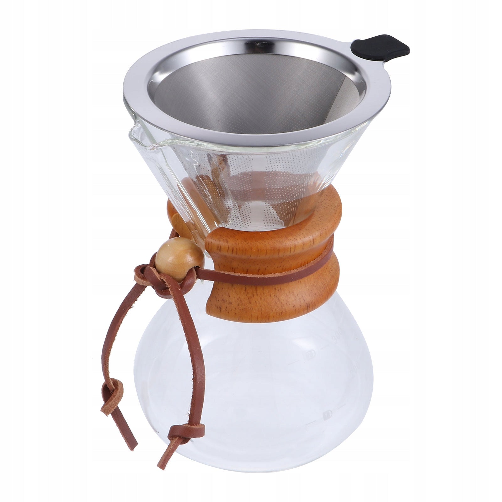WOODEN HANDLE COFFEE POT TRANSPARENT Model 10104239258244