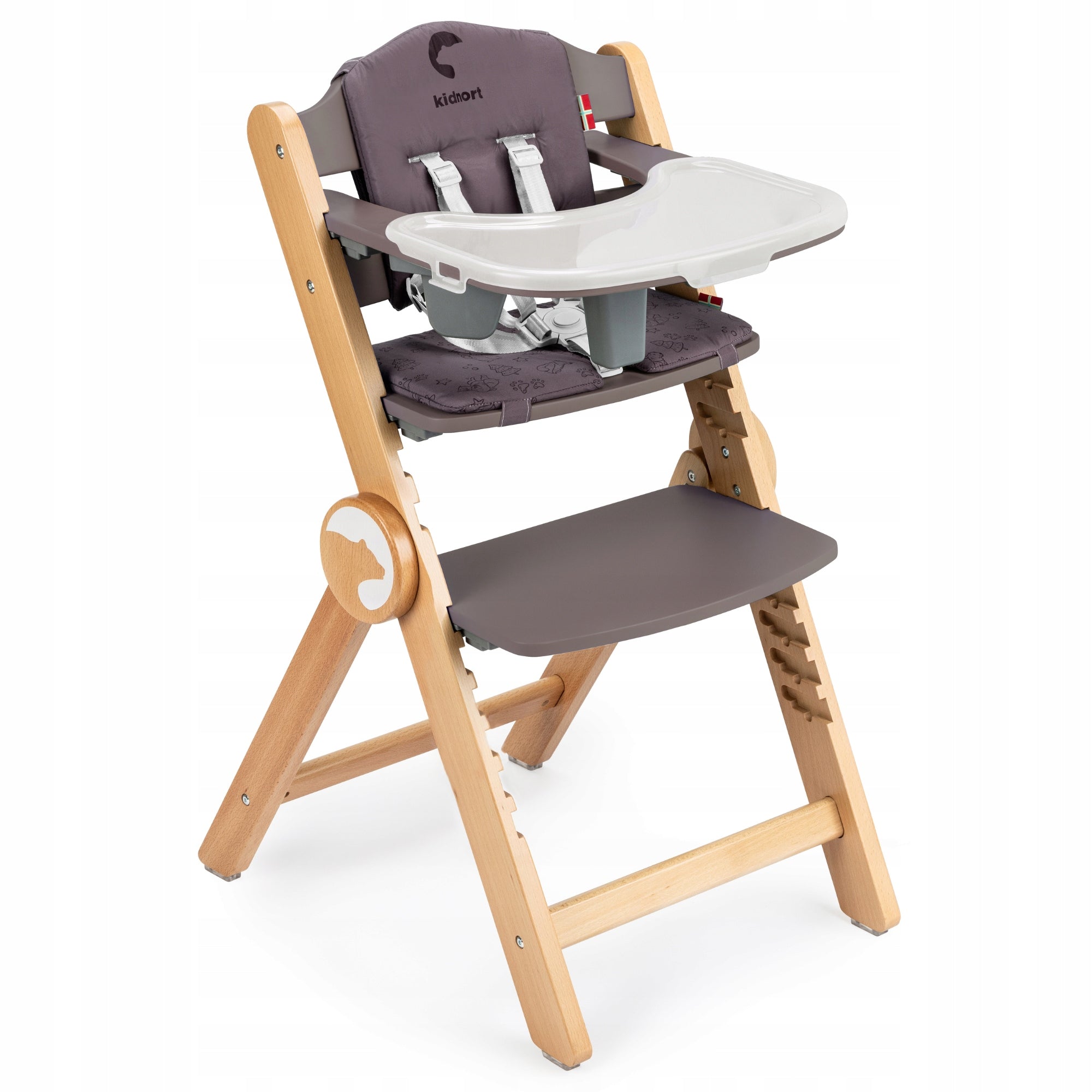WOODEN HIGH CHAIR DRÖMMER UNIQUE DARK BROWN WITH TRAY STRAPS EAN (GTIN) 5902983625735