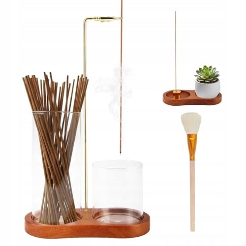 WOODEN INCENSE HOLDER WITH GLASS CONTAINER GIFT SET Brand no brand