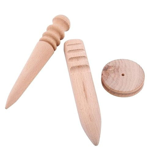WOODEN LEATHER POLISHER SET OF 3 HAND TOOL CRAFTS Brand no brand