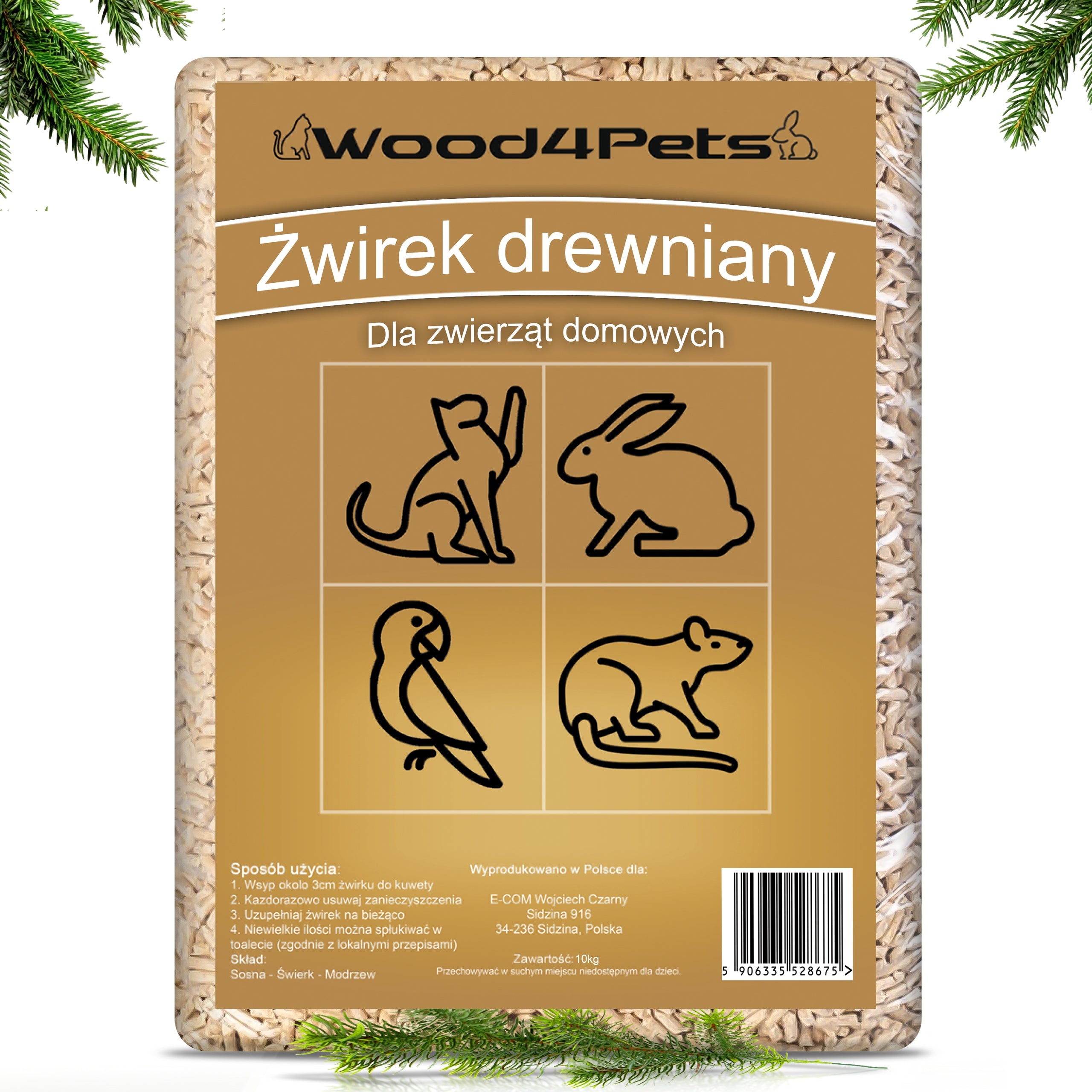 WOODEN LITTER 20KG FOR CAT LITTER BOX RABBIT RODENT PELLET Manufacturer code żwirek drewniany 10kg