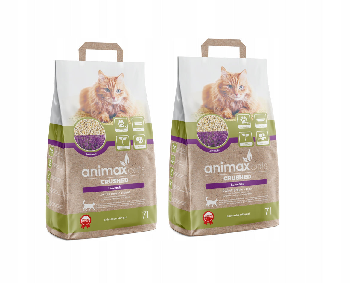 WOODEN LITTER CLUMPING ABSORBENT CAT CRUMBLE 2X7 L LAVENDER ANIMAX