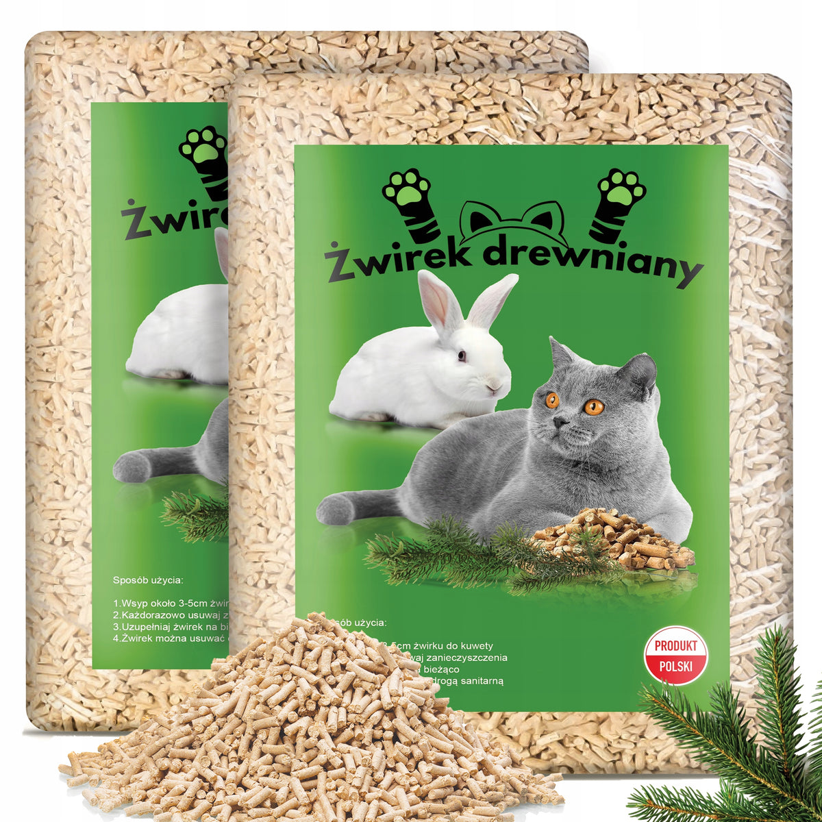 WOODEN LITTER FOR CAT RABBIT PIG PELLET 20KG BRIGHT FOREST SMELL