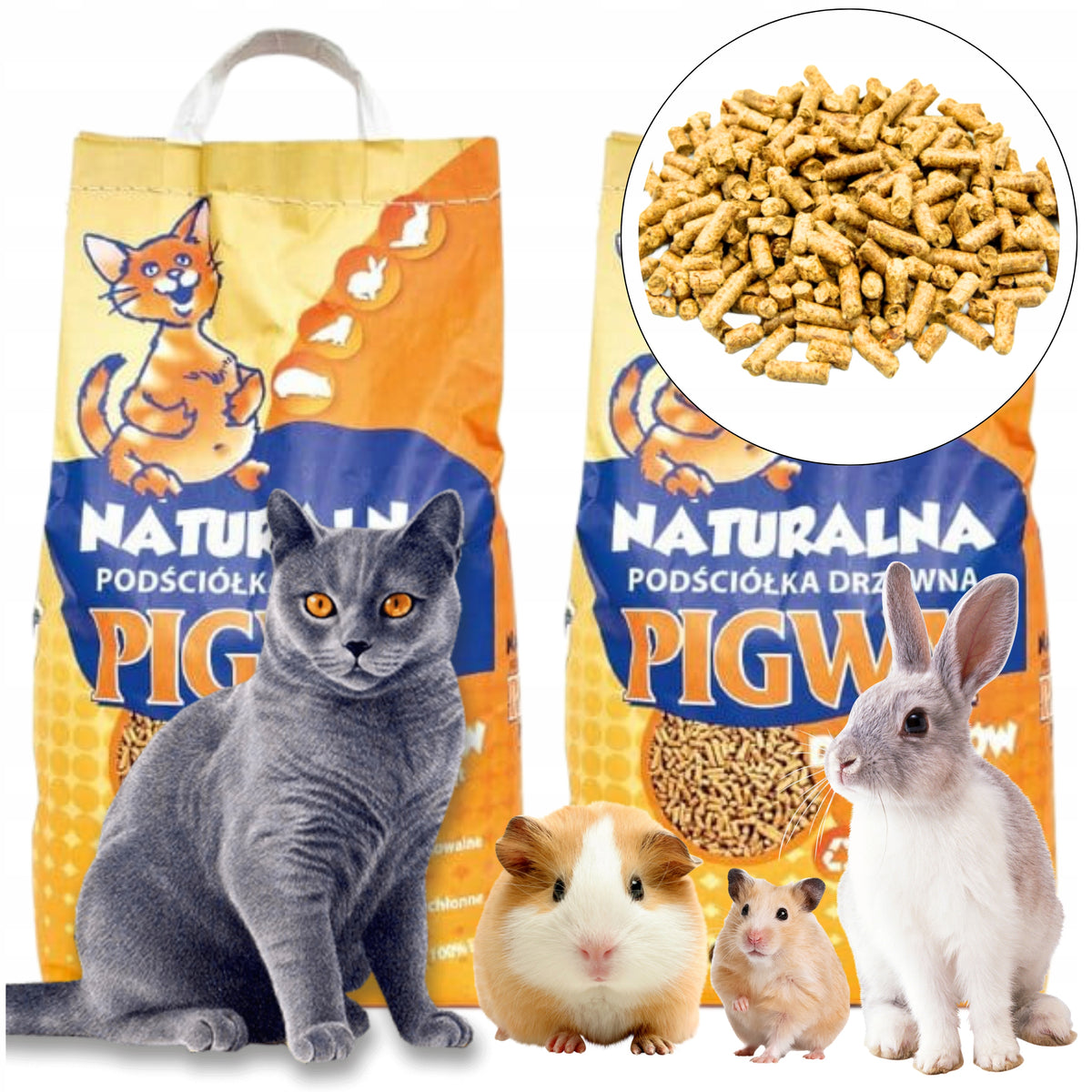WOODEN LITTER Pigwa 14 l WOOD PELLET Mulch for Cat Hamster Rabbit