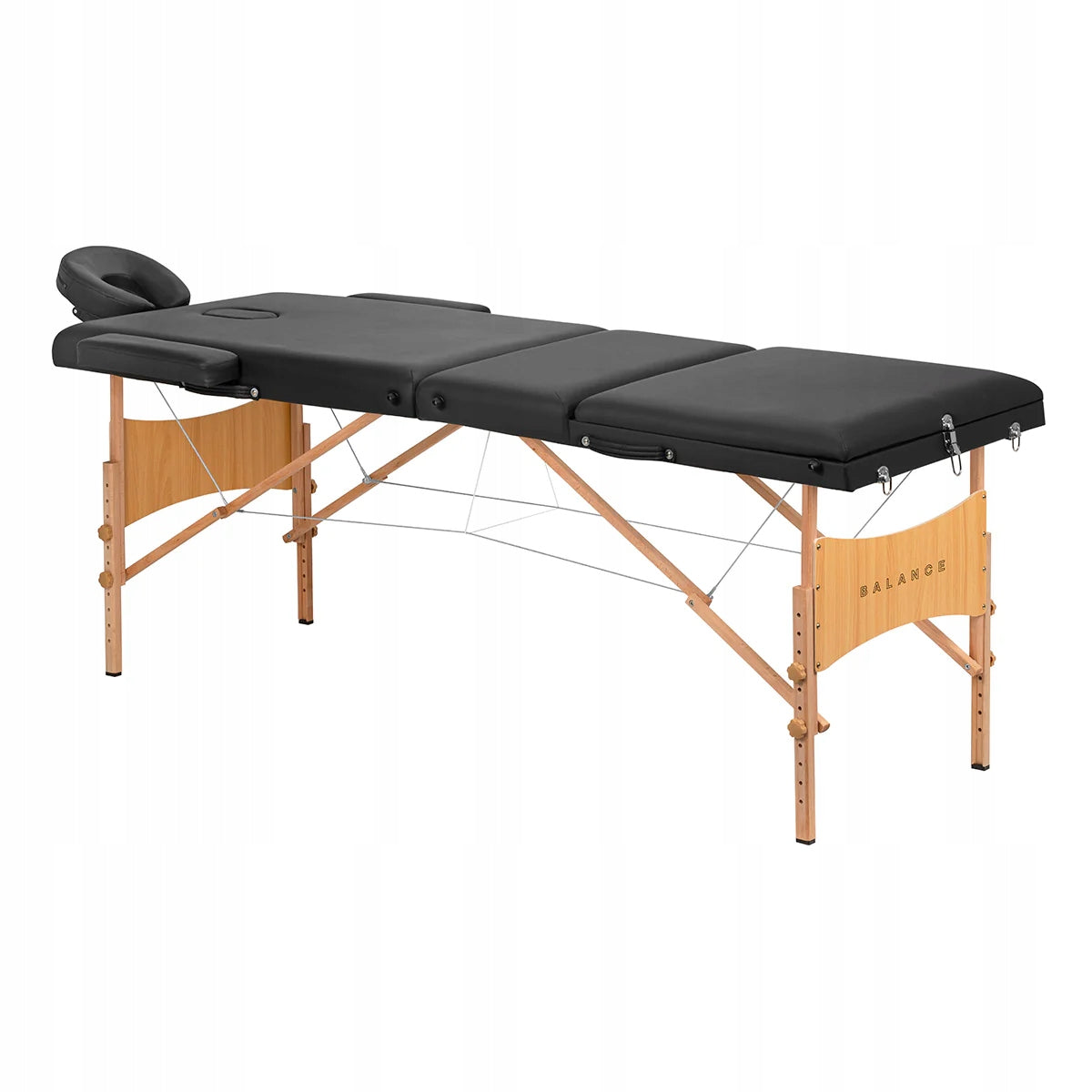 WOODEN MASSAGE FOLDING TABLE BALANCE LUX 3 SEGMENT BLACK