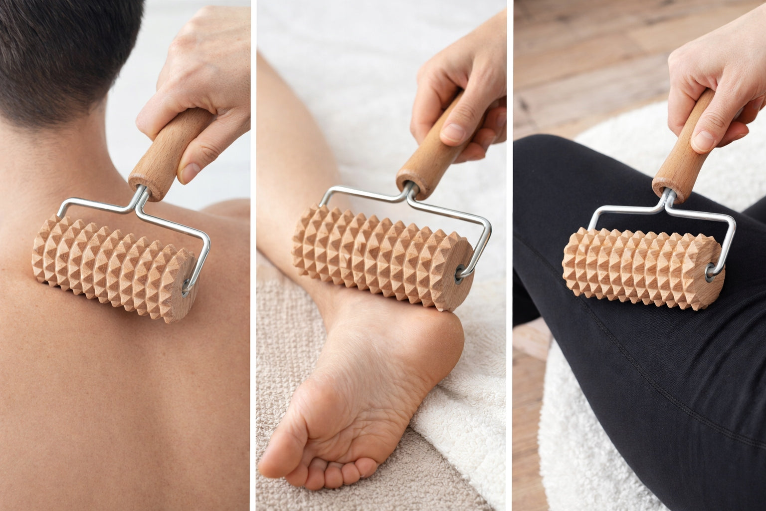 WOODEN MASSAGER ROLLER FOR ANTI-CELLULITE MASSAGE 20cm Packaging status original