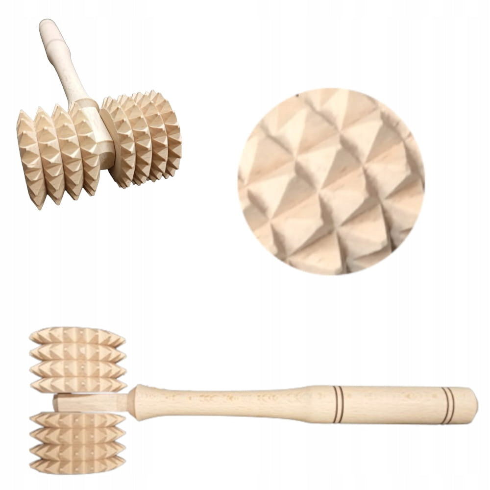 WOODEN MASSAGER TRADITIONAL FOR MUSCLE BODY TWO ROLLERS