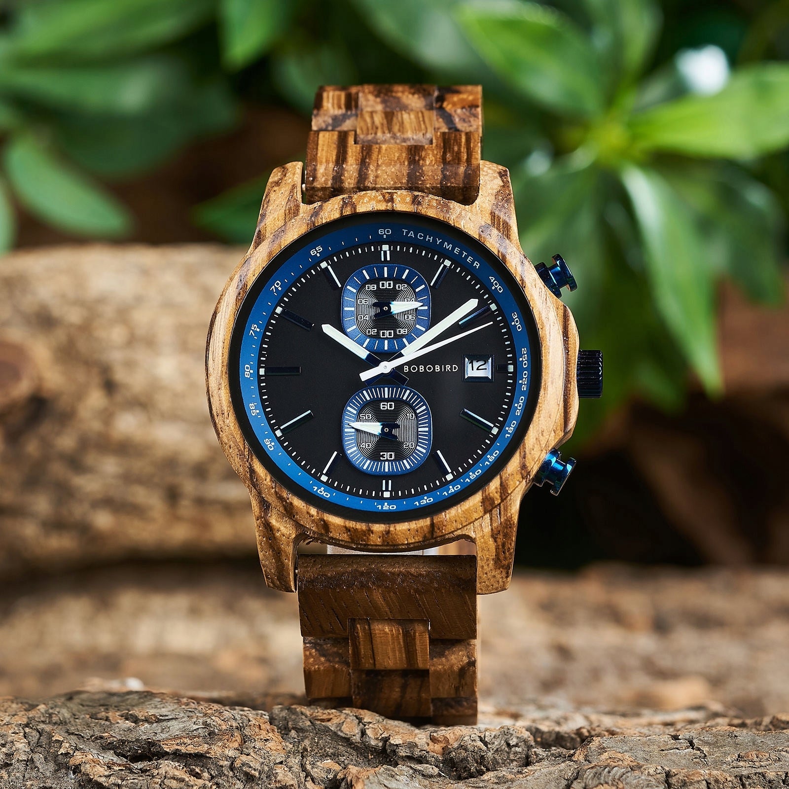 WOODEN MEN'S WATCH BOBO BIRD T159-3 ELEGANT CHRONOGRAPH BRACELET Brand Bobo Bird
