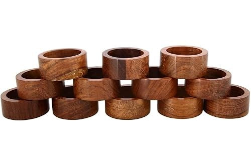 WOODEN NAPKIN RINGS ELEGANT MINIMALIST SMOOTH 12 PCS Brand no brand