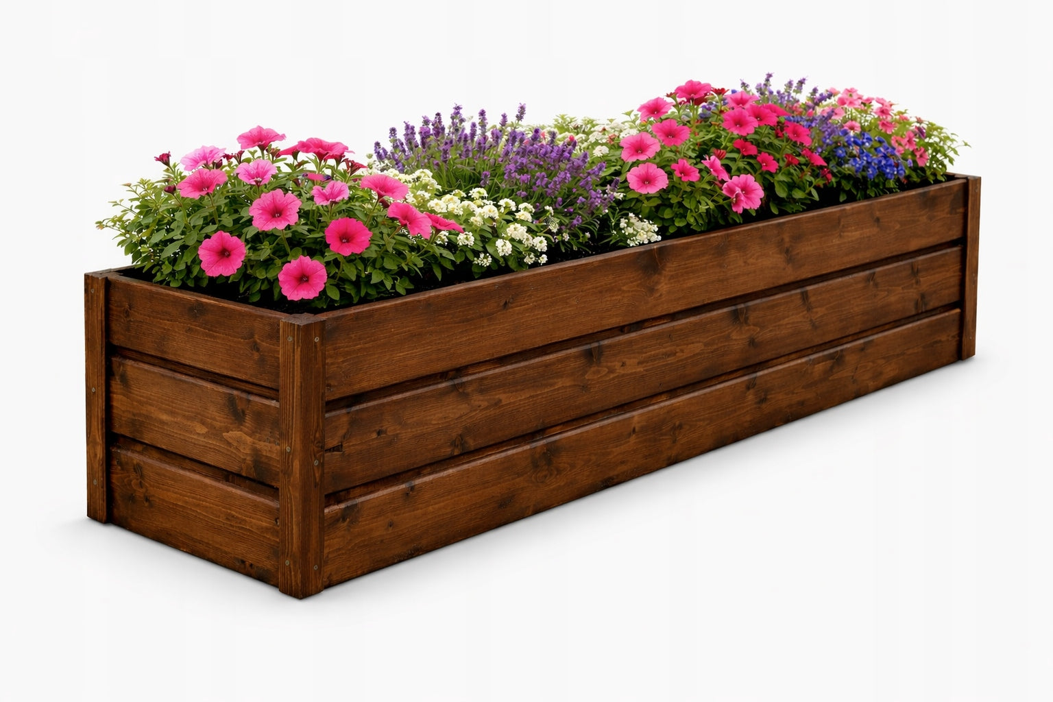 WOODEN PLANTER LARGE 120x30x30CM STAIN COLOR ROSEWOOD DARK