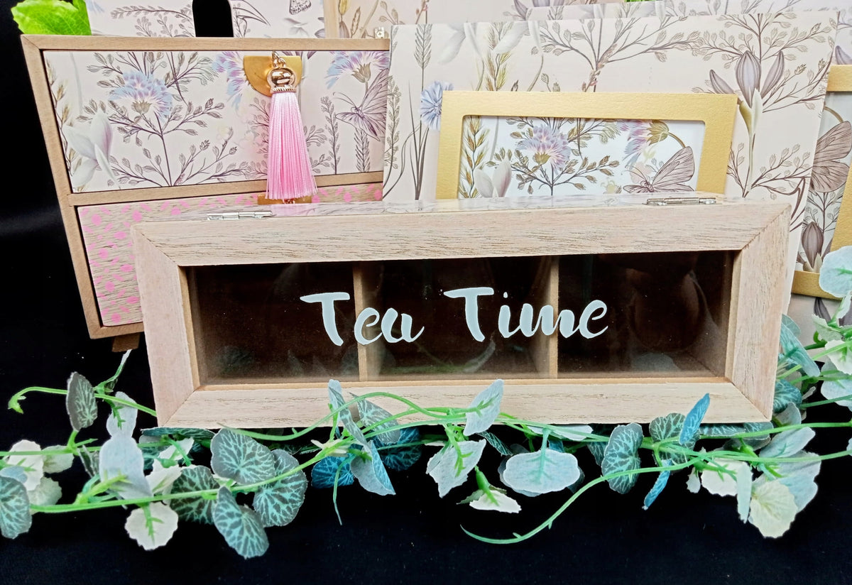WOODEN RECTANGULAR TEA BOX Color pink