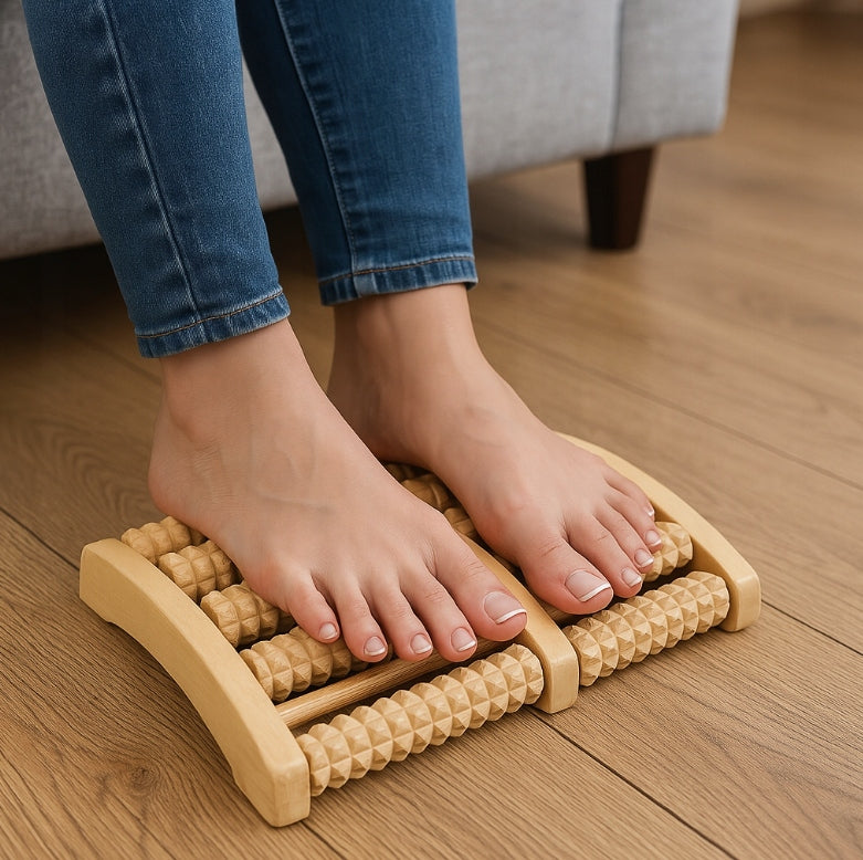 WOODEN RELAXATION FOOT MASSAGER WITH DOUBLE ROLLER MASSAGE GIFT Brand no brand
