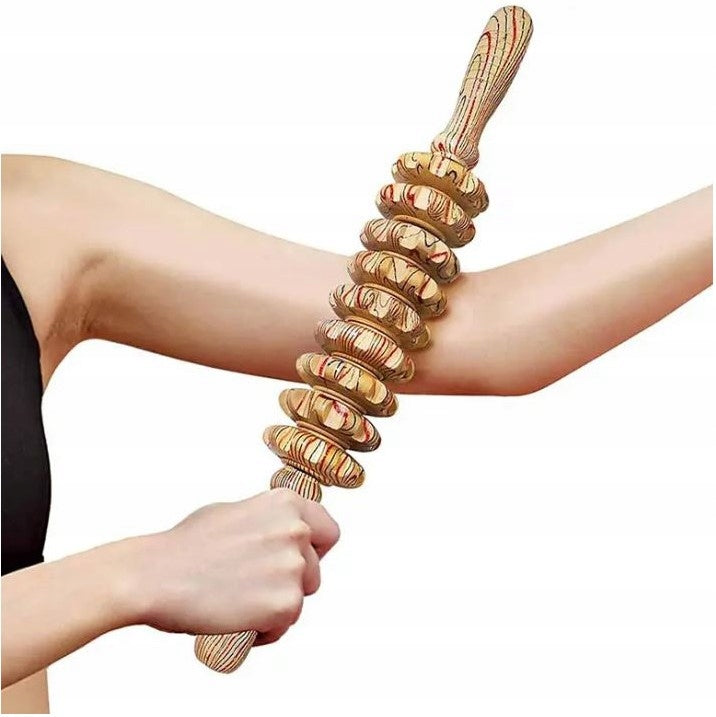 WOODEN ROLLER ANTI-CELLULITE BODY MASSAGER ROLLER NATURAL COLORFUL Brand no brand