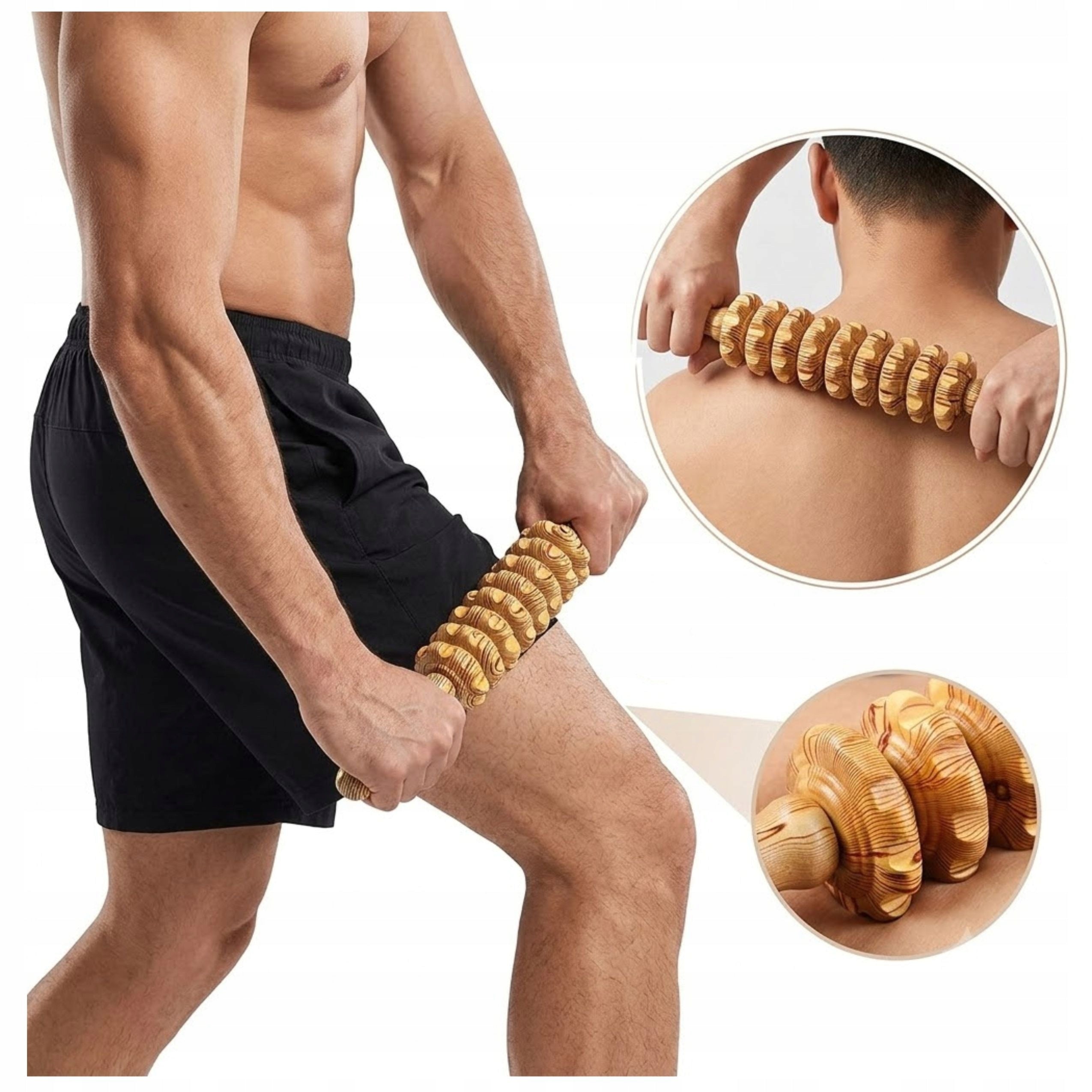 WOODEN ROLLER ANTI-CELLULITE BODY MASSAGER ROLLER NATURAL COLORFUL
