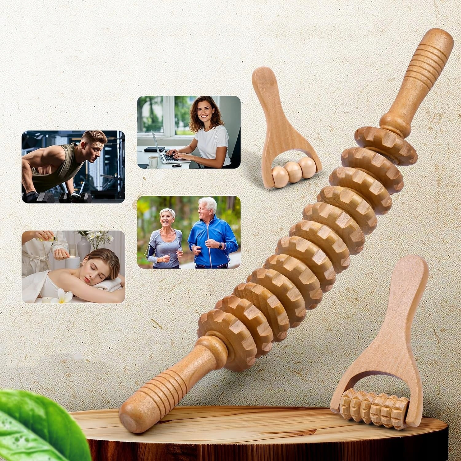 WOODEN ROLLER MASSAGER FASCIA ROLLER FOR CELLULITE MASSAGE Packaging status original