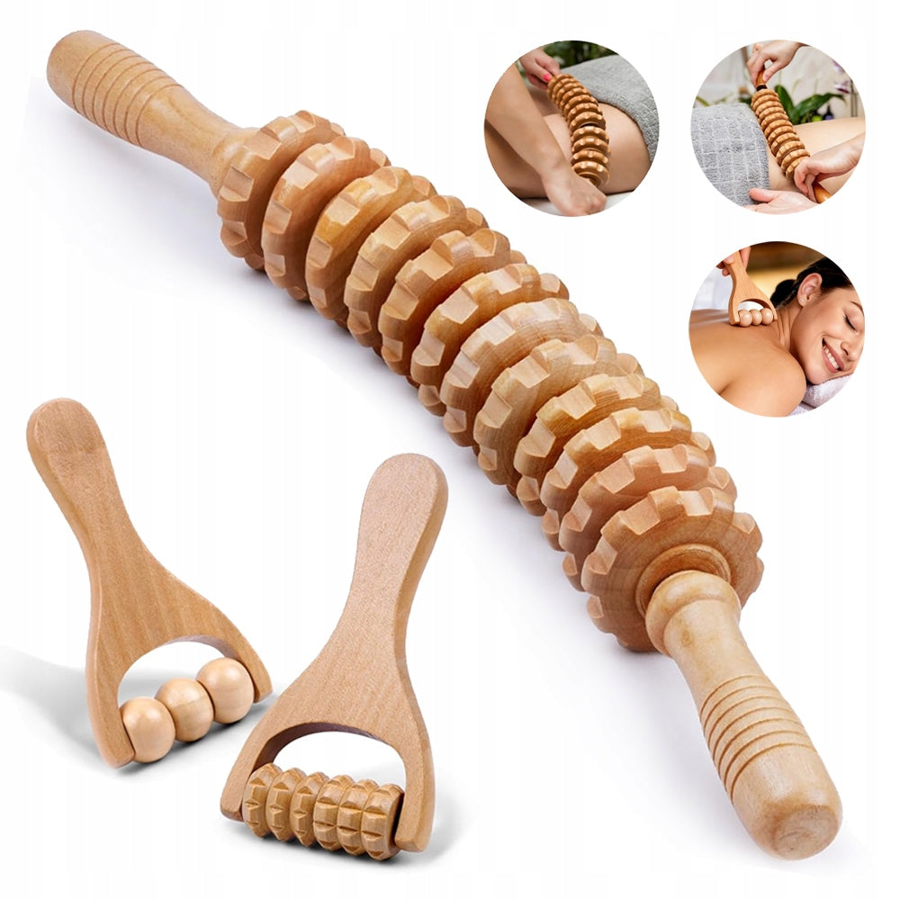 WOODEN ROLLER MASSAGER FASCIA ROLLER FOR CELLULITE MASSAGE