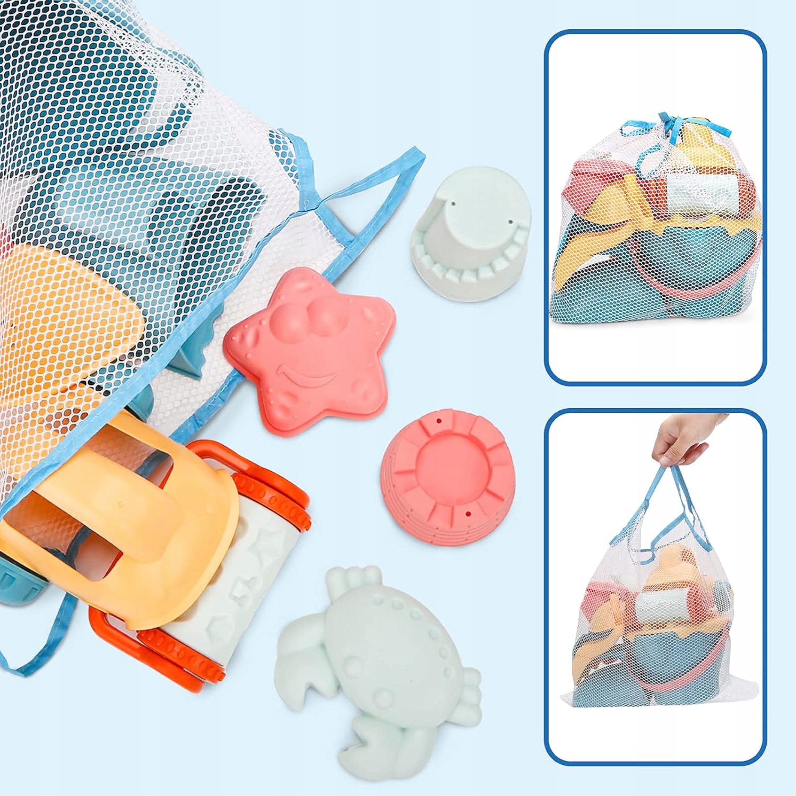 WOODEN SANDBOX 117X117 CM + 14 SAND TOYS SET Length 117 cm