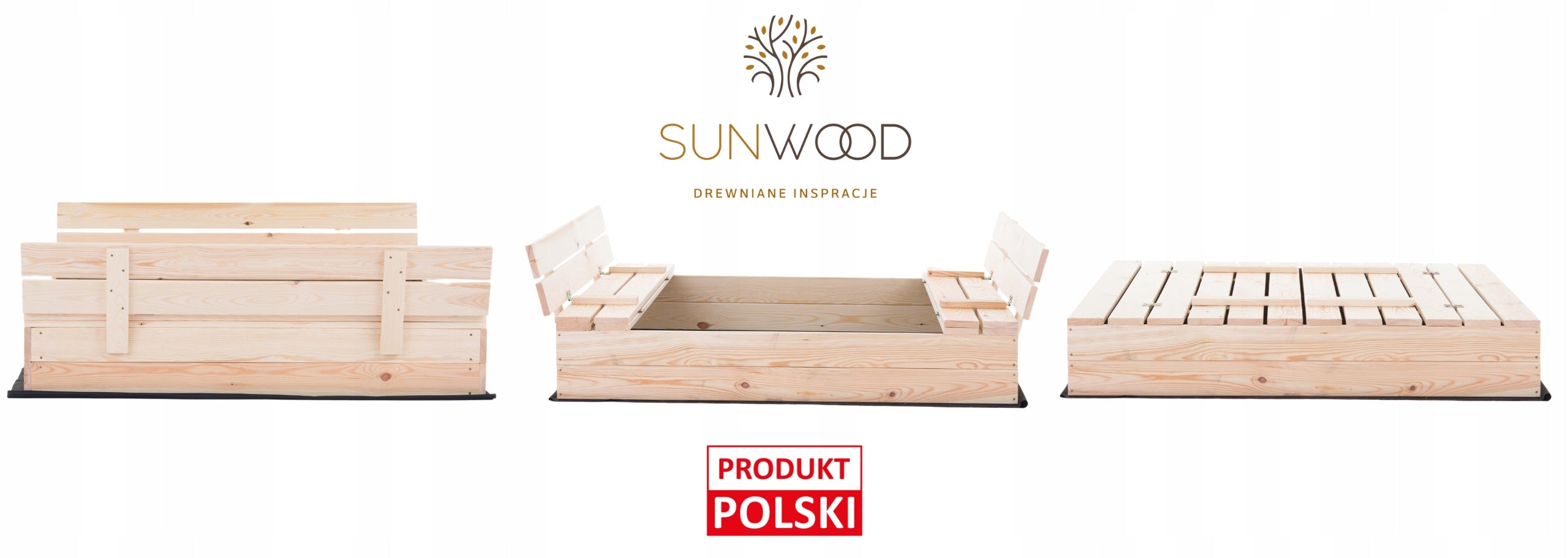 WOODEN SANDBOX CLOSED WITH BENCHES PREMIUM 120x120cm + FREEBIES Manufacturer code PS 120