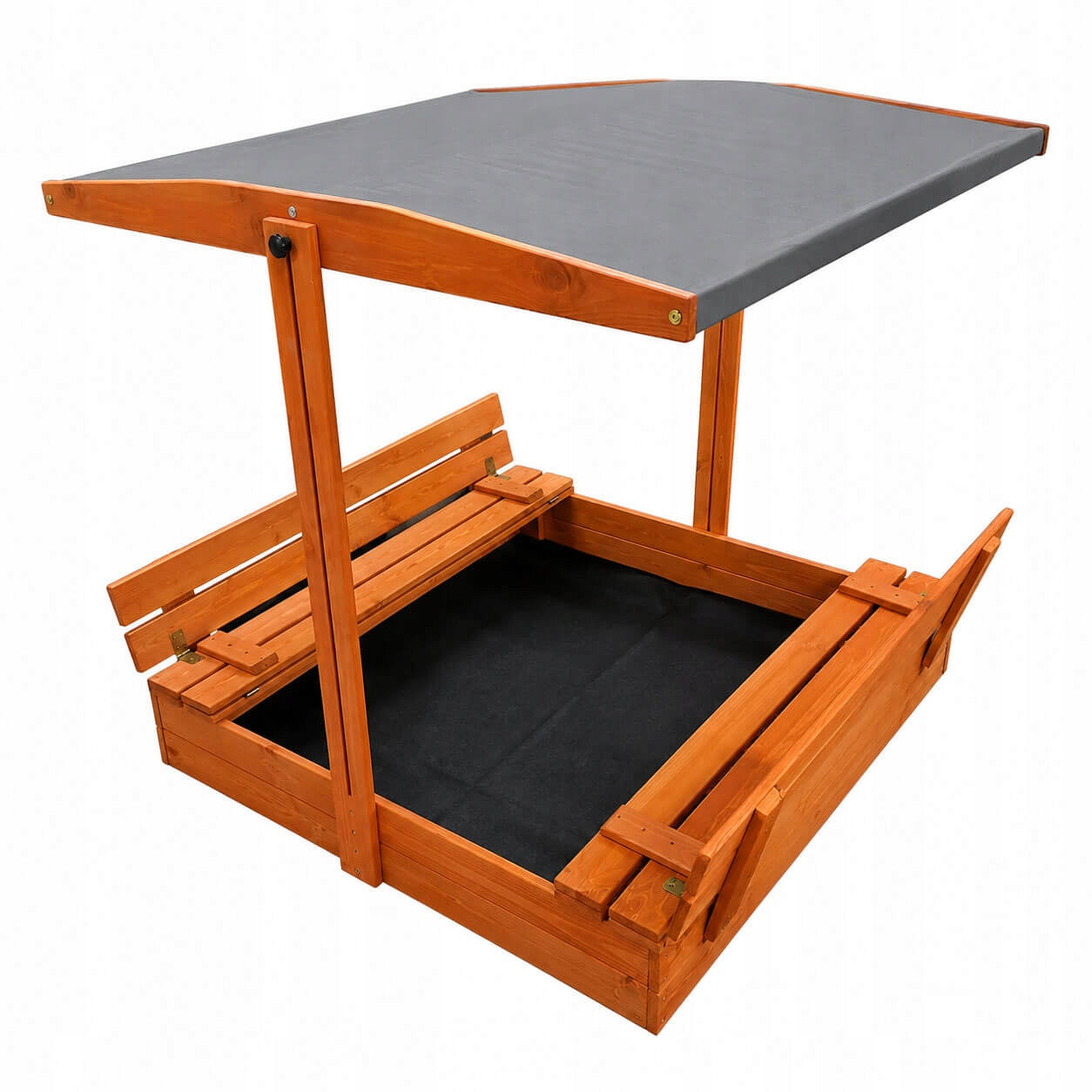 WOODEN SANDBOX CLOSED WITH CANOPY BENCH IMPREGNATED 120X120 CM