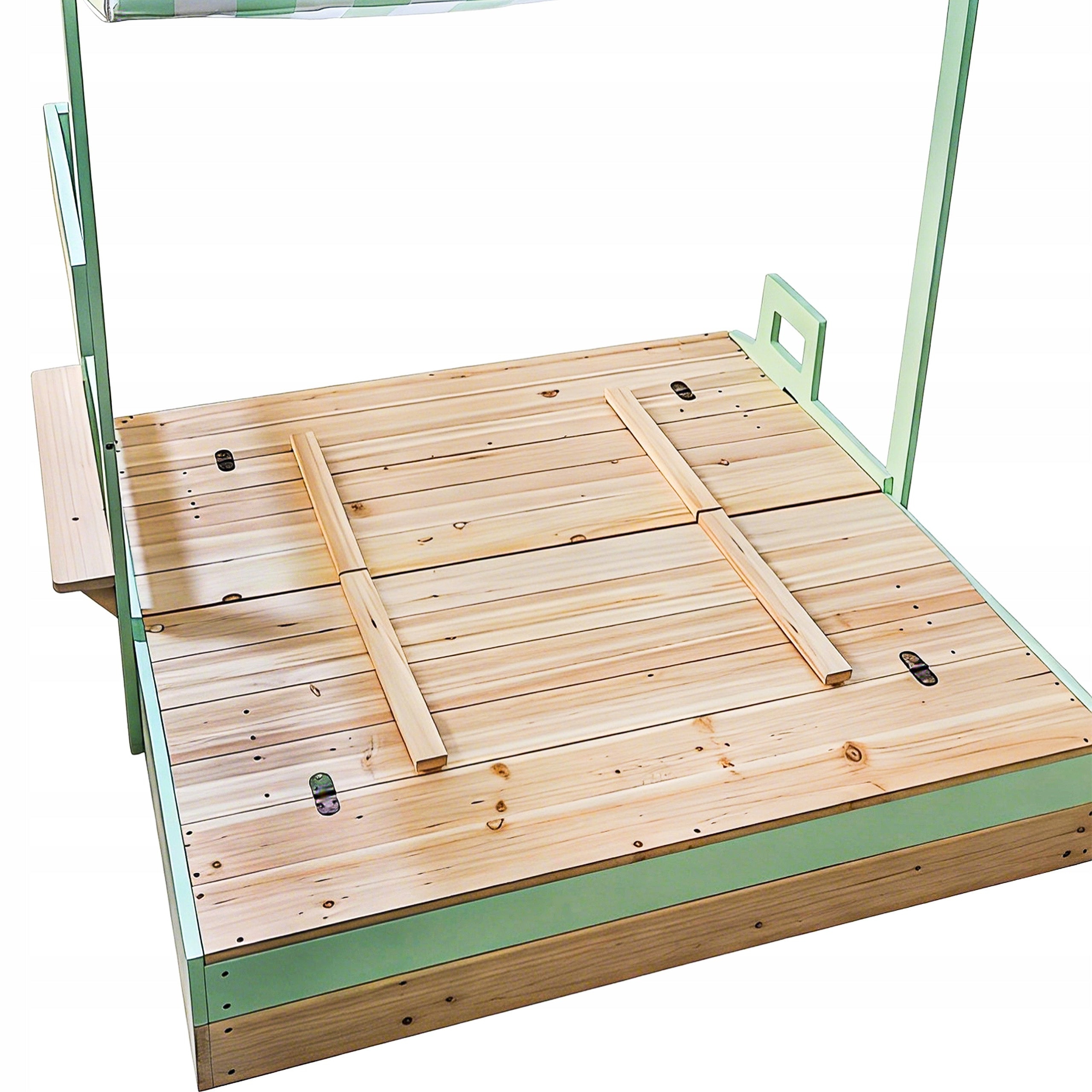 WOODEN SANDBOX FOR CHILDREN WITH CANOPY BENCHES CLOSED GARDEN 120CM Kind wooden