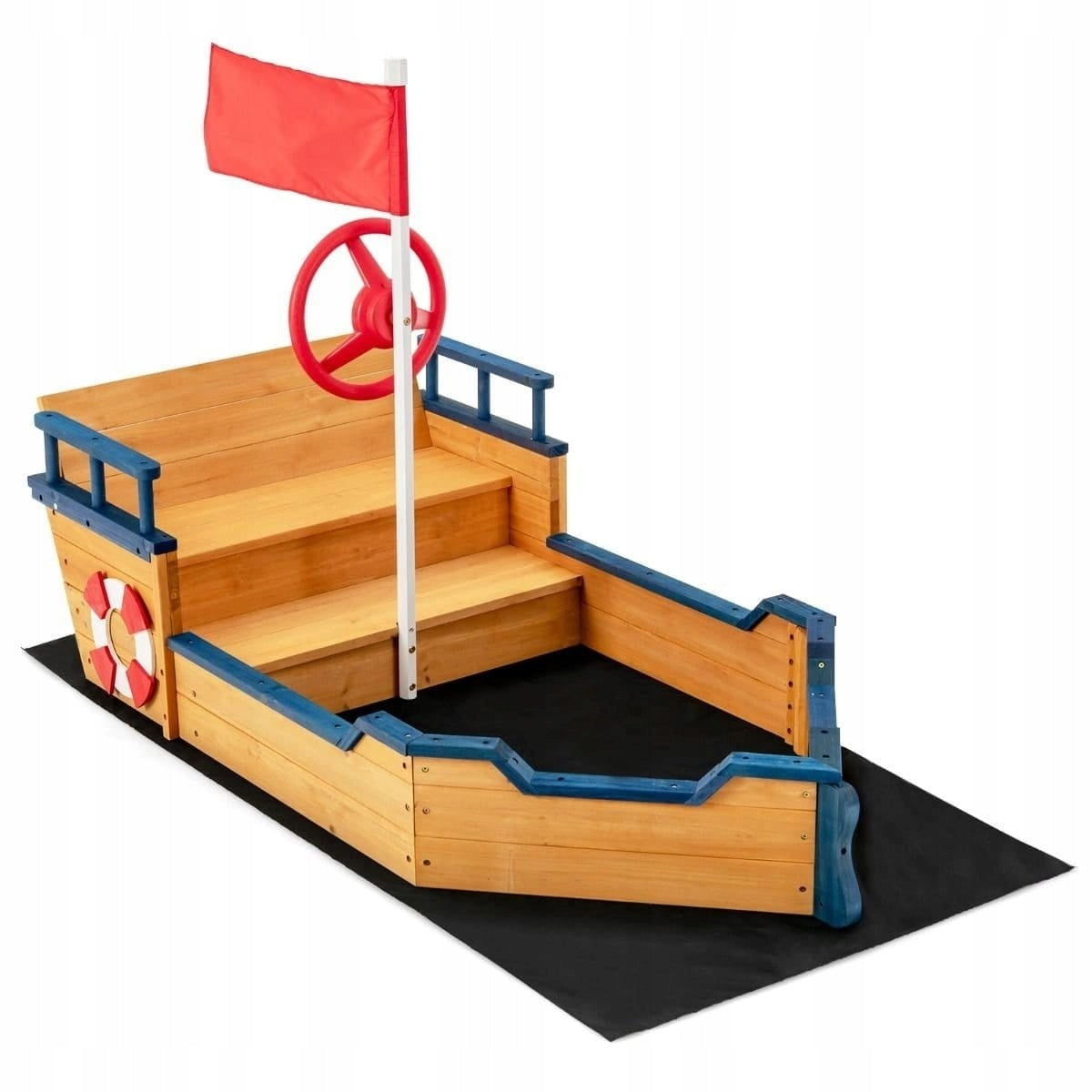 WOODEN SANDBOX PIRATE SHIP with bench 156 x 78 x 101cm WITHOUT BOTTOM Brand no brand