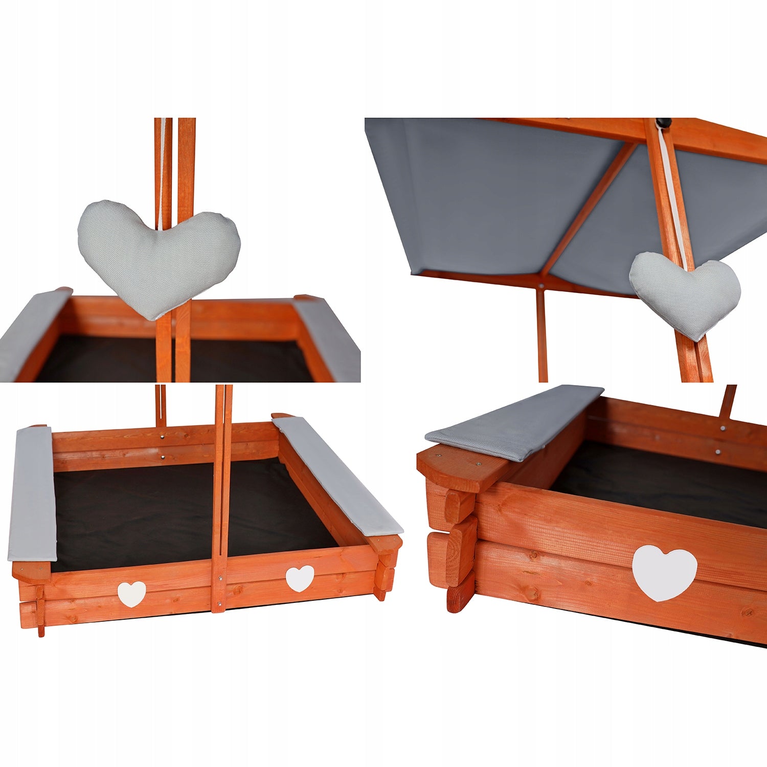 WOODEN SANDBOX WITH CANOPY CLOSED 120CM FOR A CHILD Kind wooden